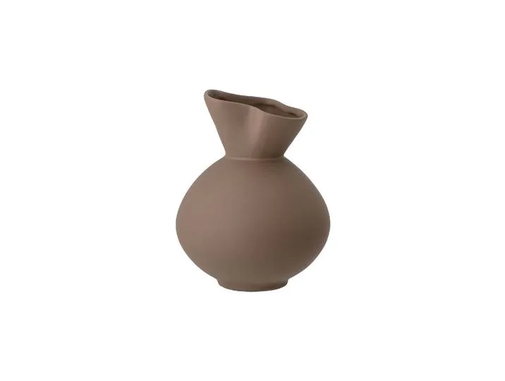Vase en grès marron, à poser, conique, ondulé, glacis mat de Bloomingville – photo du produit