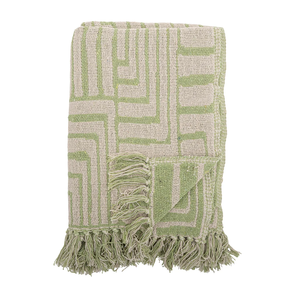 Velva Plaid, Grøn, Genanvendt Bomuld, L160xW130 cm van Bloomingville – productfoto