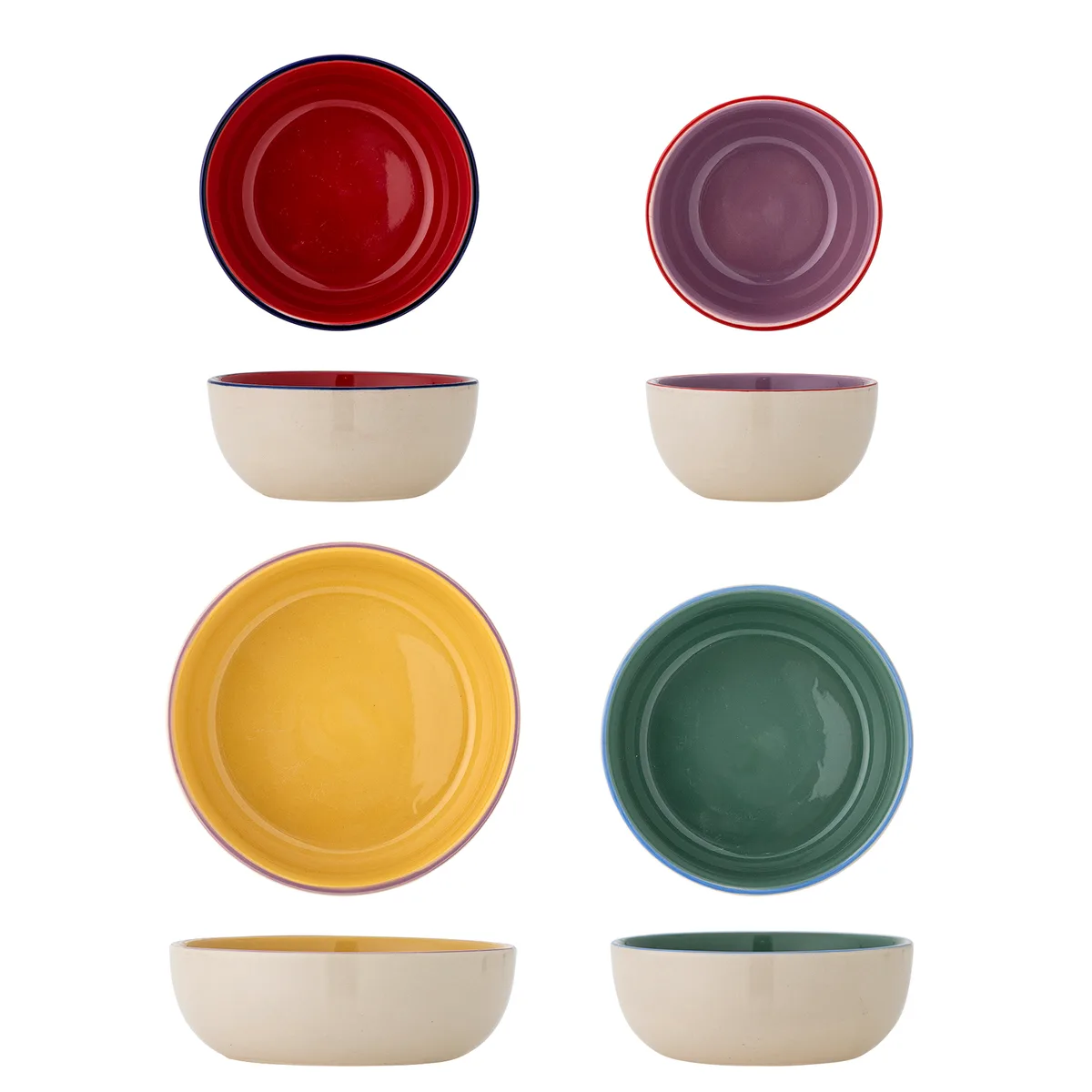 Vista Skål, Multifarvet, Stentøj, D12xH6/D14xH6/D16xH6/D18xH6 cm, Set of 4 de Bloomingville – photo du produit