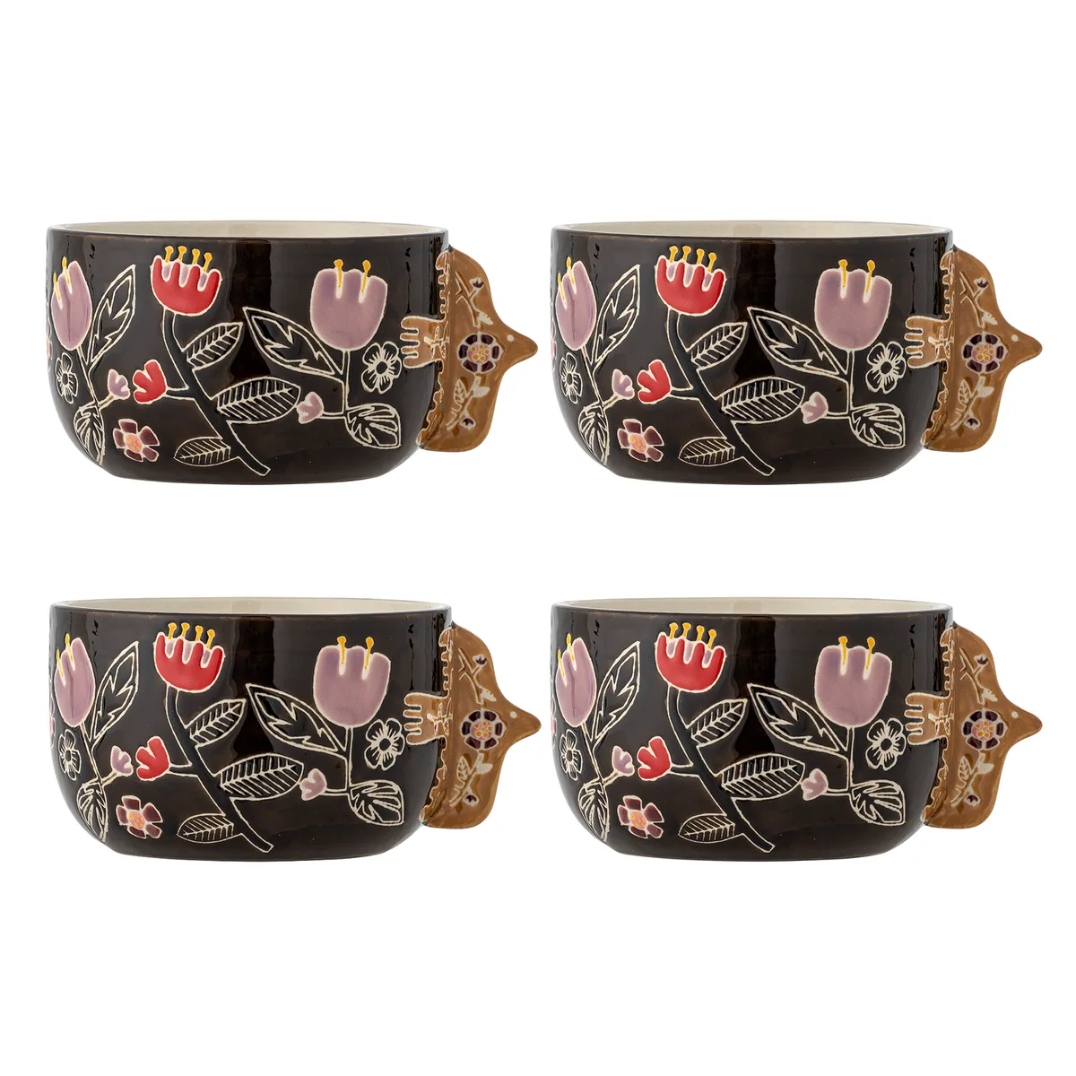 Vivielle Skål, Multifarvet, Stentøj, D13xH8 cm, Set of 4 från Bloomingville – produktbild