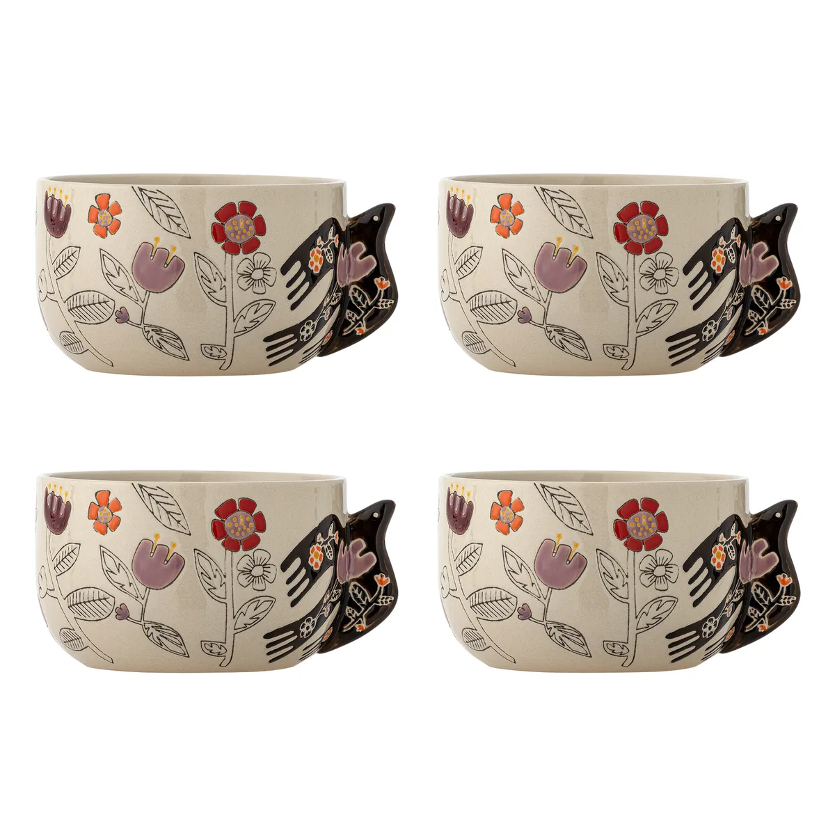 Vivielle Skål, Multifarvet, Stentøj, D13xH8 cm, Set of 4 de Bloomingville – photo du produit
