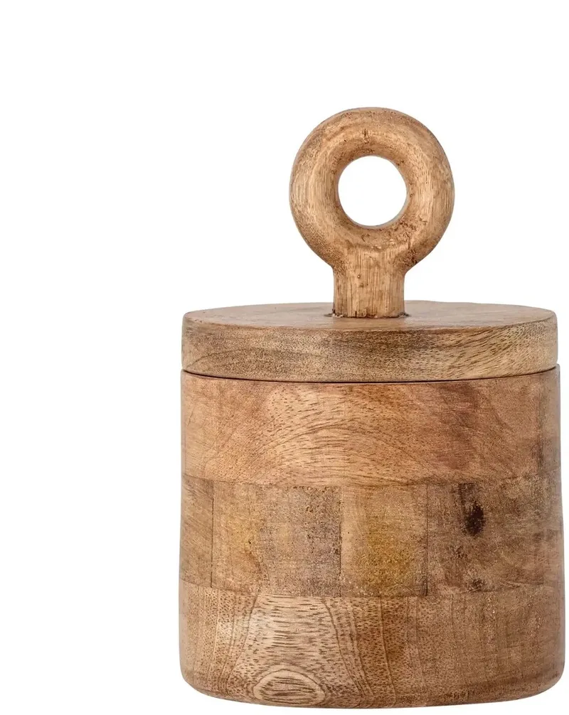 Voorraadpot mangohout naturel Nonnie 18cm van Bloomingville in [gid://shopify/Metaobject/307221758287] – productfoto