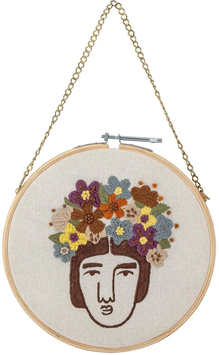 Wanddecoratie Cambiano geborduurd Ø 21,5 cm de Bloomingville en [gid://shopify/Metaobject/307234832719] – photo du produit