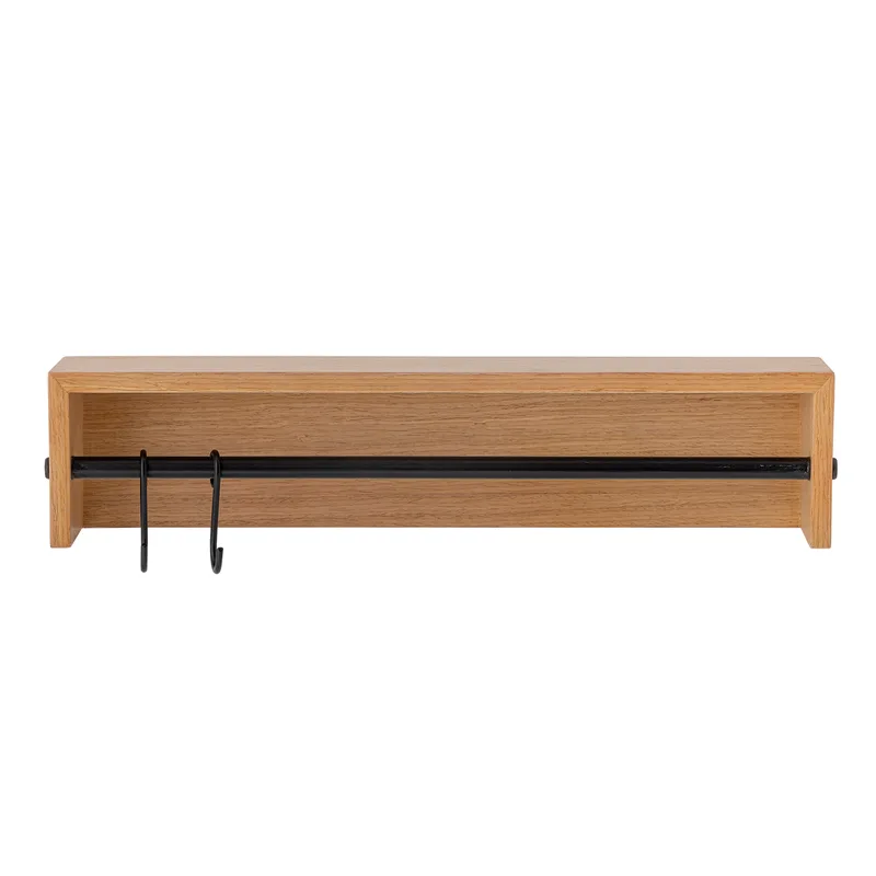 Wandregal Ryder, 1 Stange und 2 Haken, natürliches MDF, Natur fra Bloomingville – produktbillede