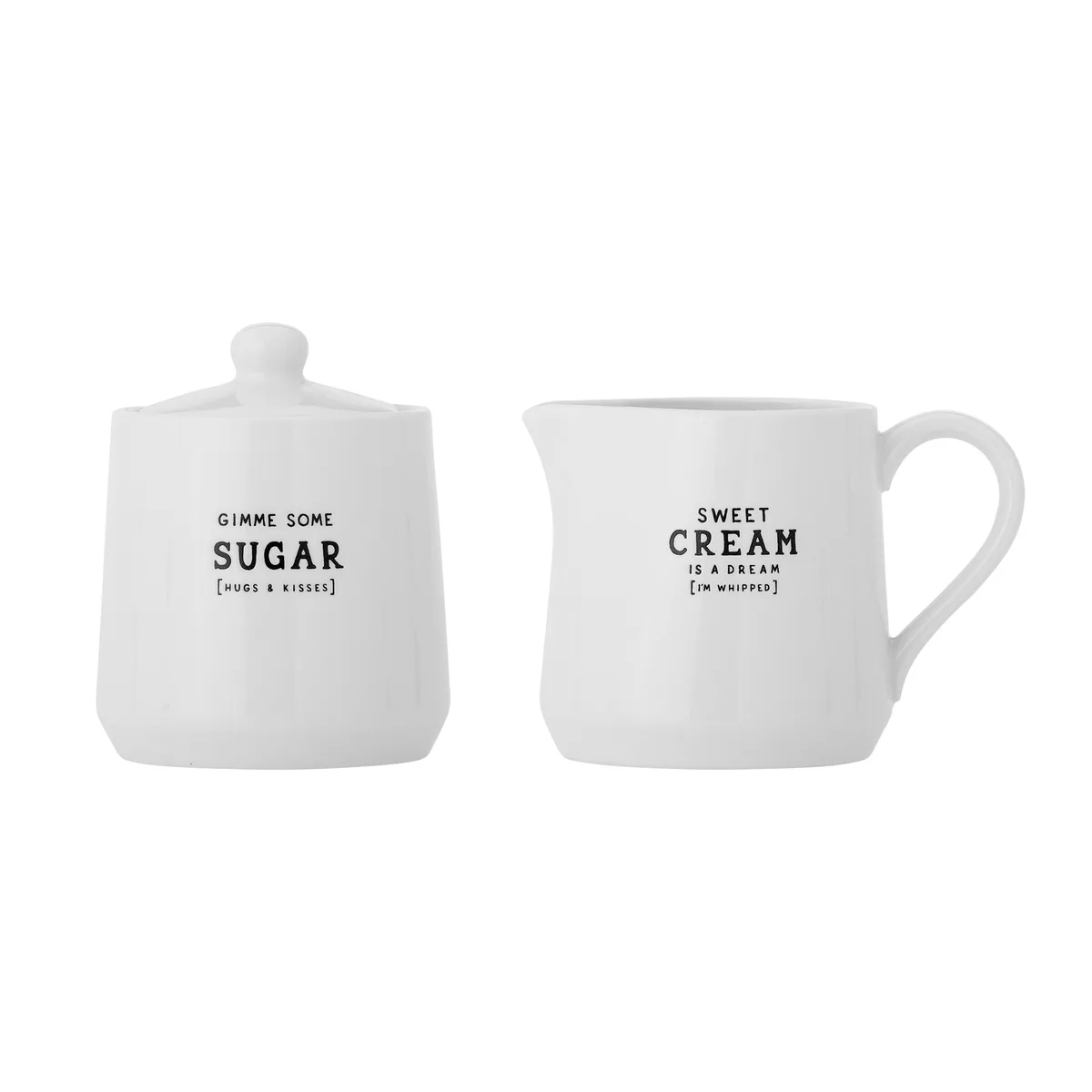 Wendy Flødekande & Sukkerskål, Hvid, Stentøj, J:D8,5xH9,5/B:D9xH11 cm, Set of 2 de Bloomingville – photo du produit