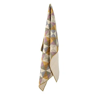 Wohndecke Crewe Quilt Steppdecke Baumwolle bunt Decke Sofa Wohnzimmer Patchwork, Bloomingville, Patchworkdecke Kuscheldecke Sofadecke Tagesdecke, Leseecke, Bettdecke fra Bloomingville i Beige, Blå, Flerfarvet, Gul – produktbillede 5 af 5