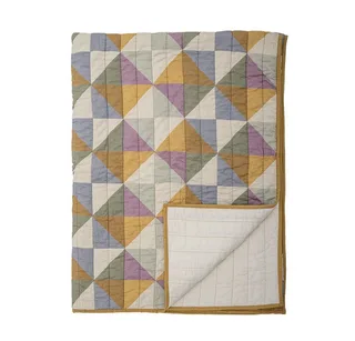 Wohndecke Crewe Quilt Steppdecke Baumwolle bunt Decke Sofa Wohnzimmer Patchwork, Bloomingville, Patchworkdecke Kuscheldecke Sofadecke Tagesdecke, Leseecke, Bettdecke fra Bloomingville i Beige, Blå, Flerfarvet, Gul – produktbillede 1 af 5