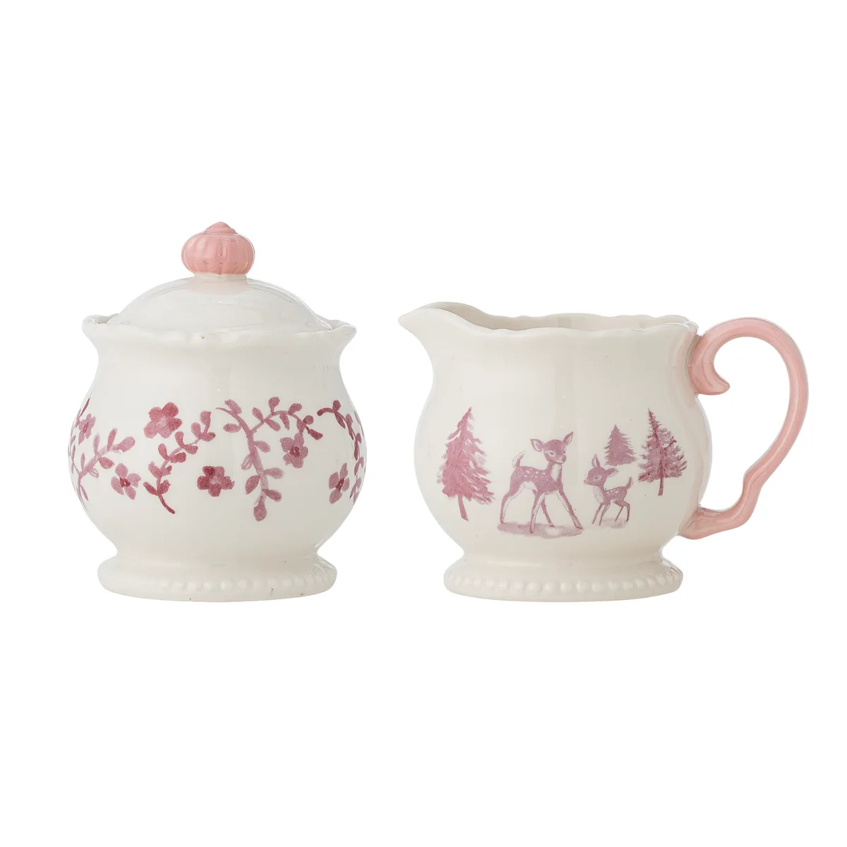 Wonderland Flødekande & Sukkerskål, Rosa, Stentøj, J:D9xH9/B:D9xH13 cm, Set of 2 fra Bloomingville – produktbillede