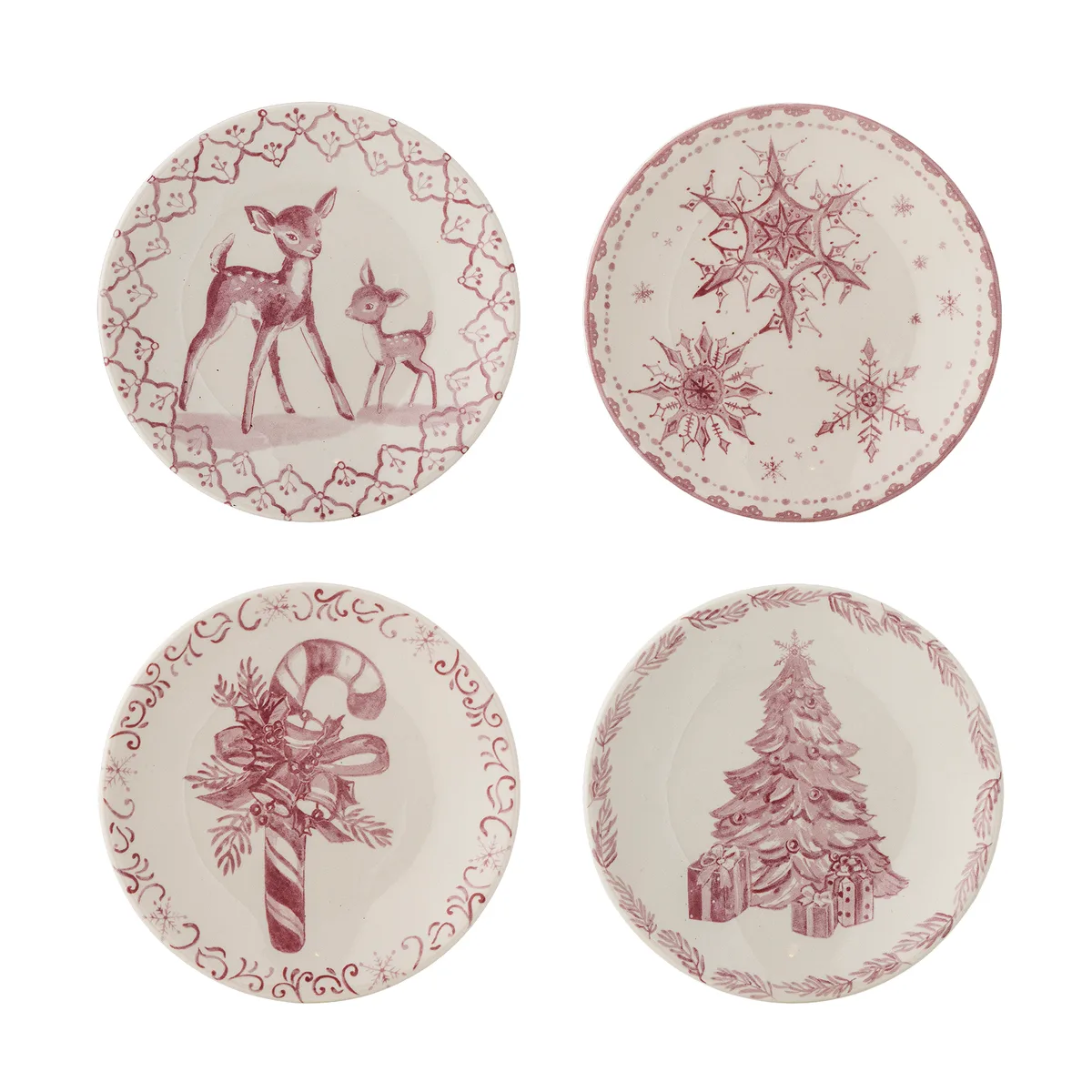 Wonderland Tallerken, Rosa, Stentøj, D12,5xH1,5 cm, Set of 4 fra Bloomingville – produktbillede