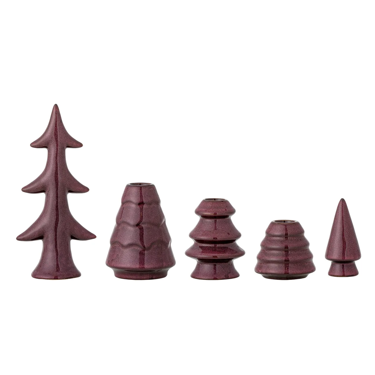 Woods Lysestage, Rød, Stentøj, L9xH19xW5,5 cm, Set of 5 de Bloomingville – photo du produit