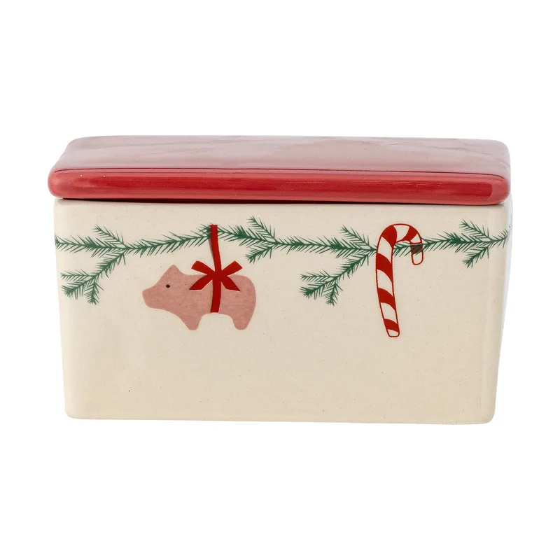 Yule Butterdose 12,5x7 cm Weiß-rot von Bloomingville – Produktfoto