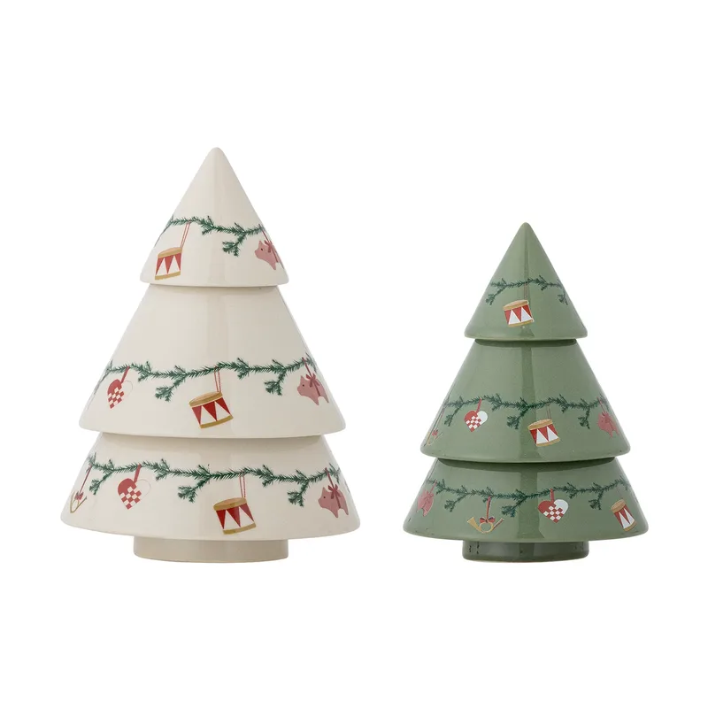 Yule Dekorationsbäume 2-teilig Beige-grün de Bloomingville – photo du produit