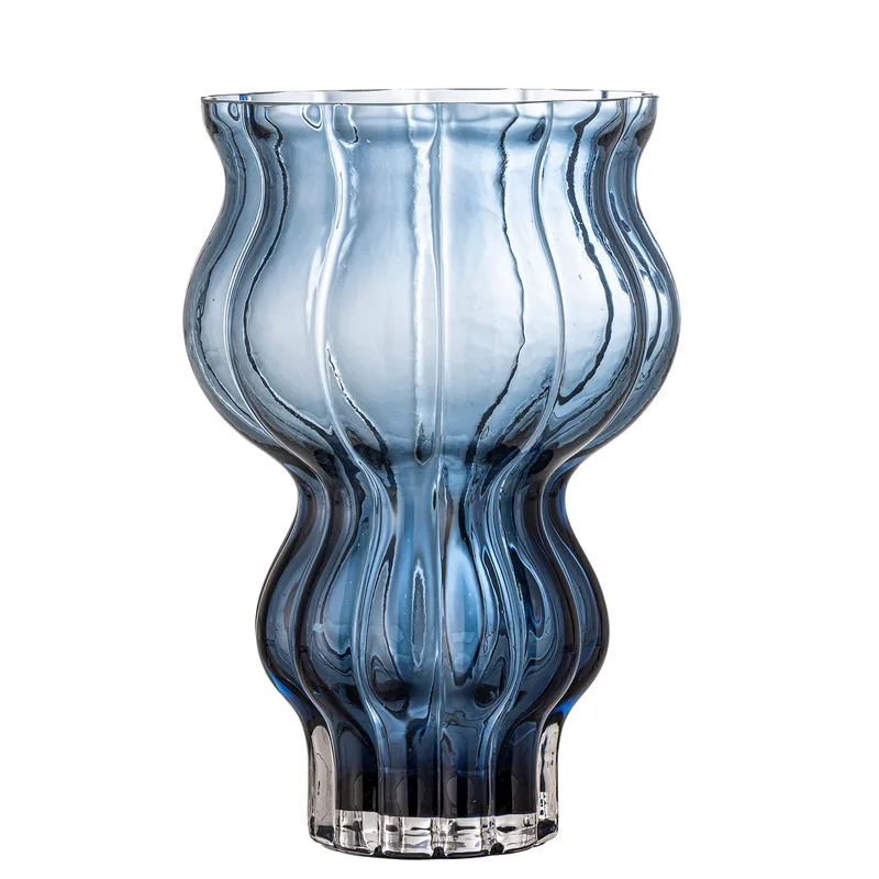 Zanna Vase blaues Glas (H:26) für Wohnzimmer van Bloomingville – productfoto