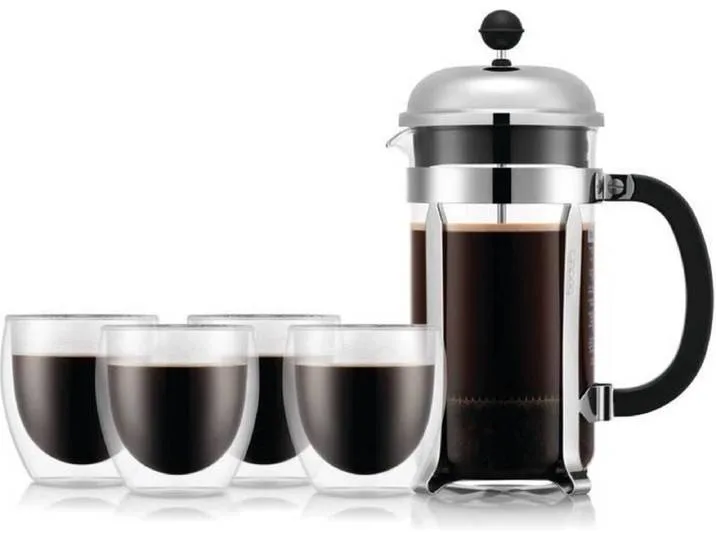 Chambord french press koffiezetter & PAVINA glazen set - 1 L, 4 x 250 ml by Bodum – product photo