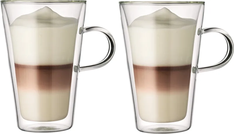 Dubbelwandige Latte Macchiato Glazen met oor Canteen - Gepatenteerd Ventiel - 400 ml - 2 Stuks by Bodum in Transparant – product photo