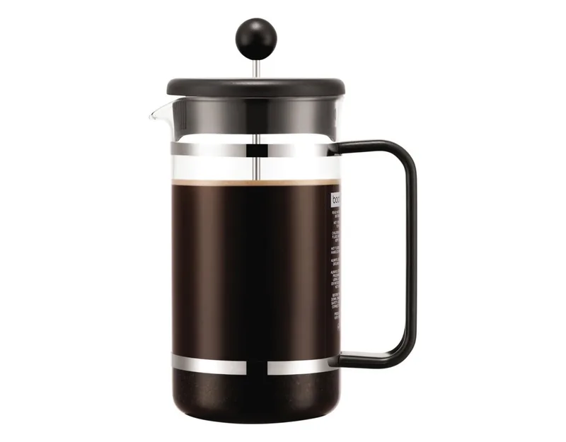 Kaffeebereiter, Edelstahlsieb, mit Edelstahl-Stempelsystem van Bodum in Schwarz – productfoto