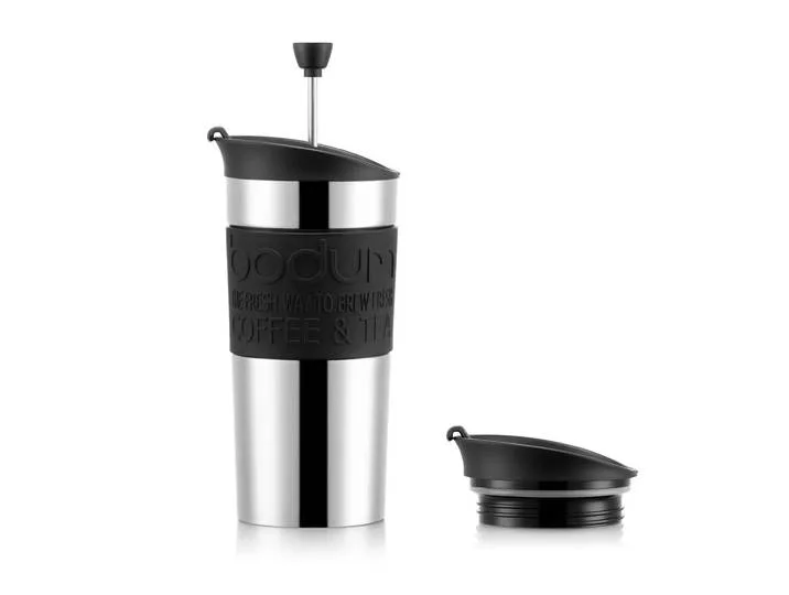 Mug à piston Travel chrome noir by Bodum – product photo