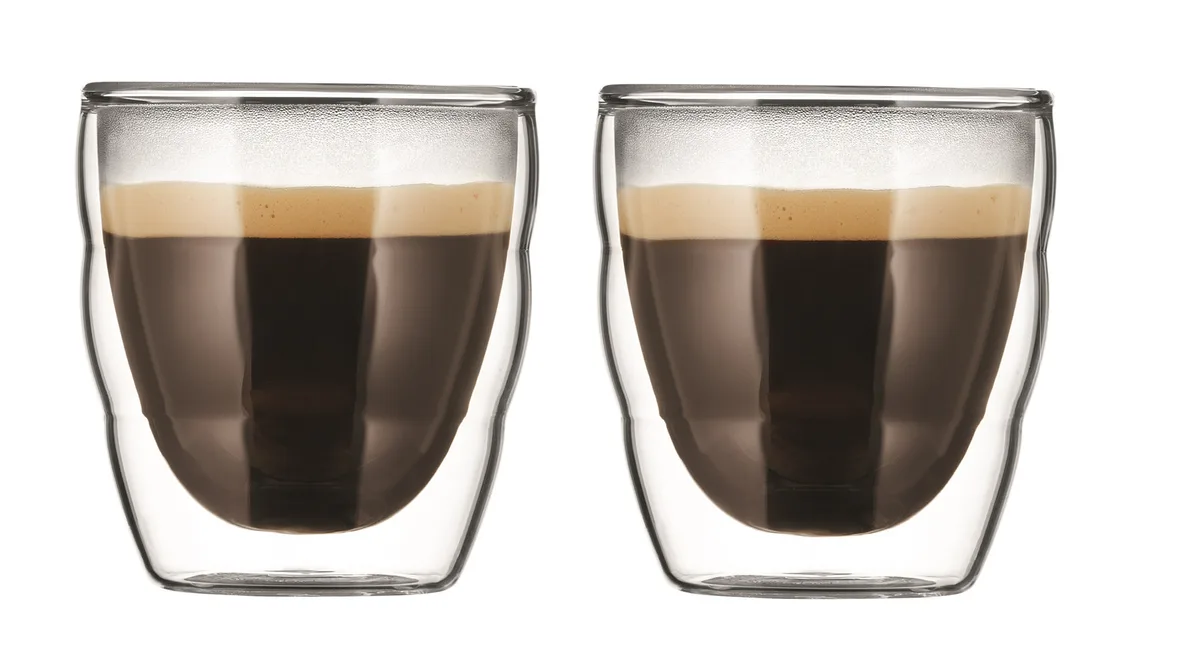 PILATUS Dubbelwandige Glazen, 2 stuks, 0,08 liter, Transparant de Bodum – photo du produit