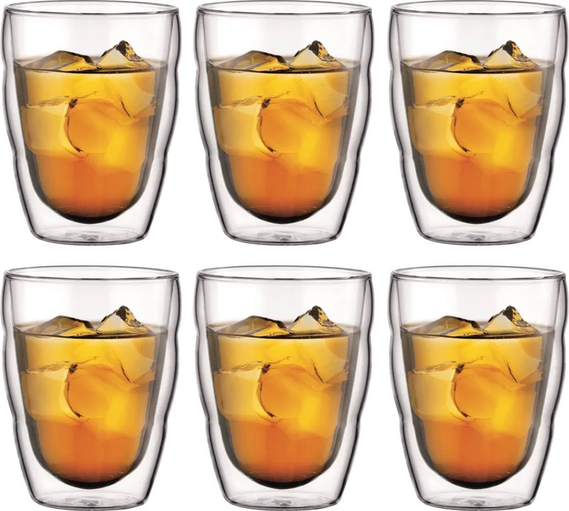 Set van 6 Dubbelwandige Glazen - 250ml - Borosilicaatglas van Bodum in Transparant – productfoto