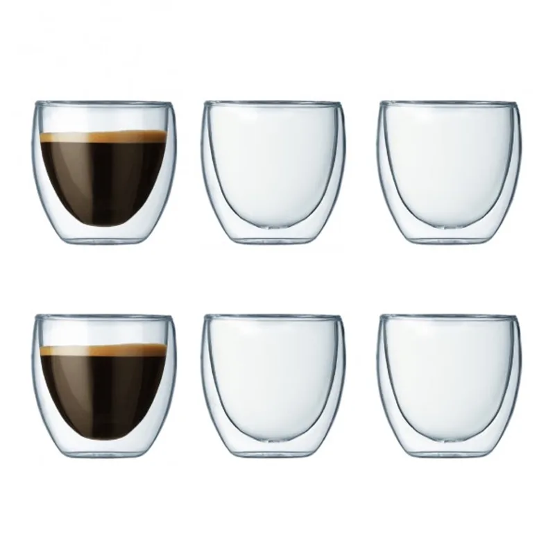 set van 6 dubbelwandige glazen 8cl - bodum - 4557-10-12 van Bodum in Transparant – productfoto