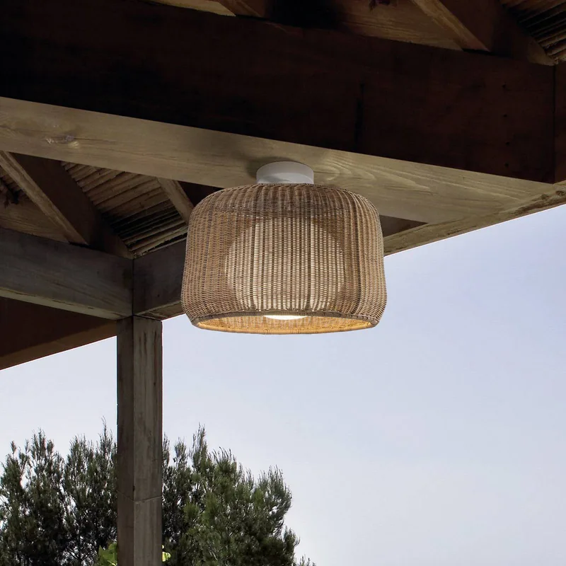 buiten plafondlamp Fora, naturel wit/beige, Ø 50 cm by Bover in Natuurlijk wit, Beige – product photo