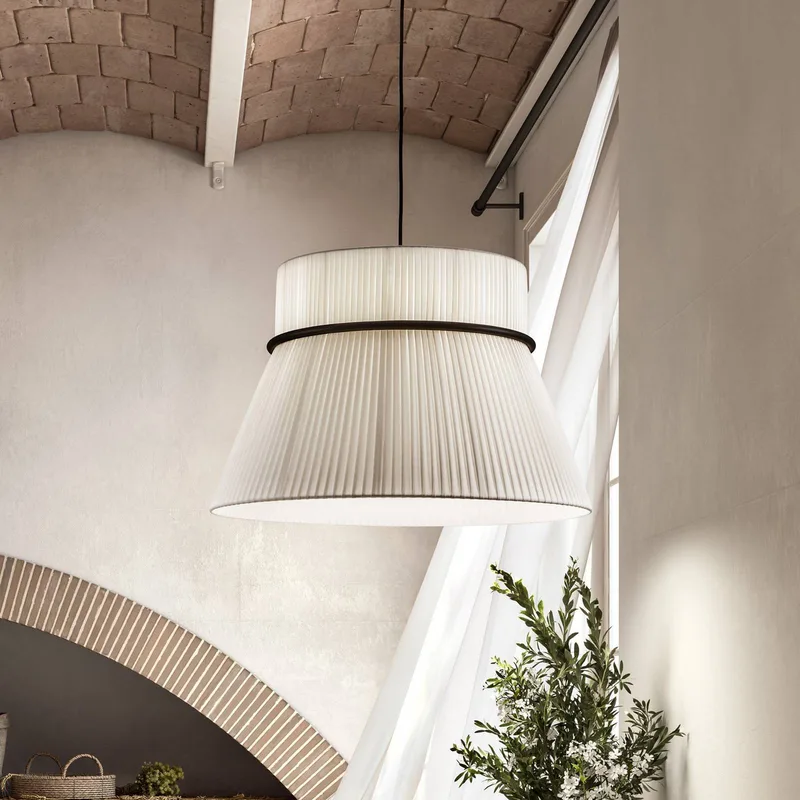 hanglamp Folie S, wit/zwart, Ø 60 cm, stof by Bover in White, Black – product photo