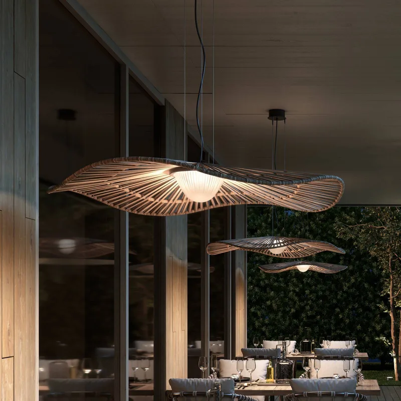 LED buiten hanglamp Mediterránia, Ø 105 cm van Bover in Bruin – productfoto
