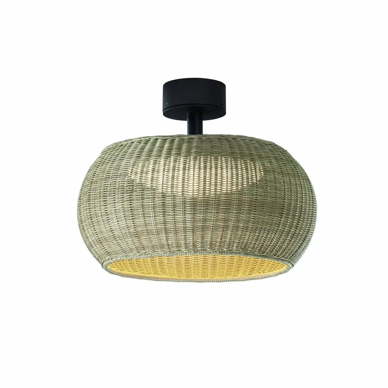 LED buiten plafondlamp Perris, bruin/beige, Ø 47 cm de Bover en Marron, Beige – photo du produit
