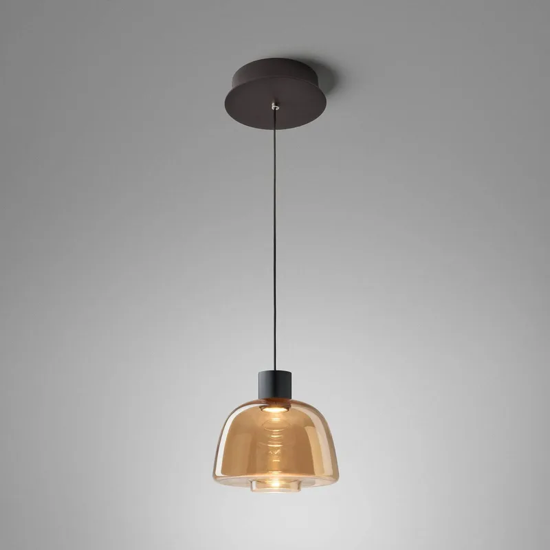 LED hanglamp Drep S/01, amber, glas, 2.700 K by Bover in Amber, Black – product photo