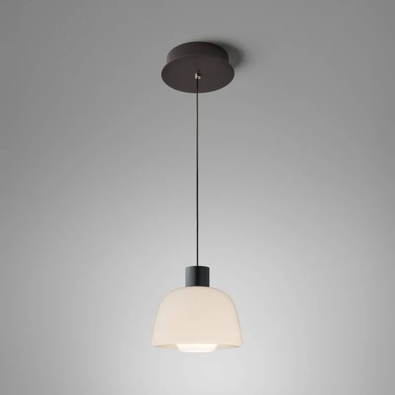 LED hanglamp Drep S/01, opaalwit, glas, 2.700 K by Bover in Opaalwit, Black – product photo