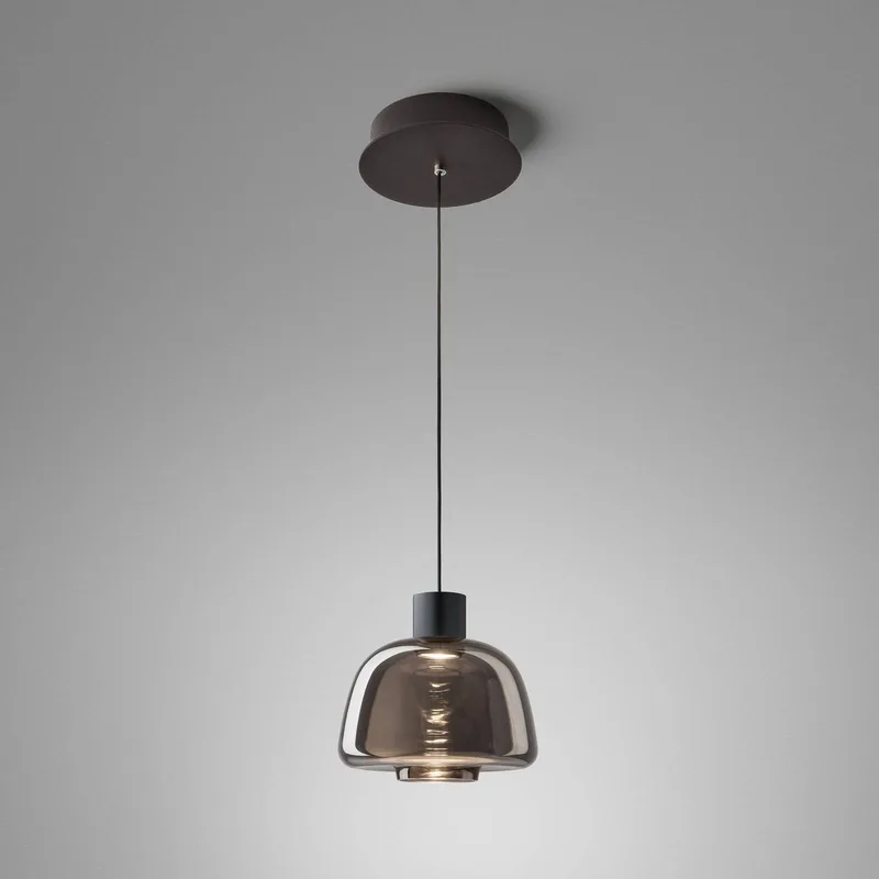 LED hanglamp Drep S/01, rookgrijs, glas, 2.700 K från Bover i Rookgrijs, Svart – produktbild