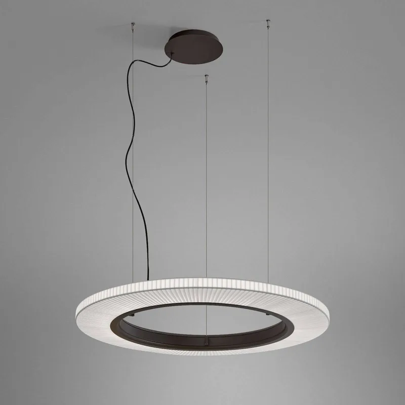 LED hanglamp Roda S/90, bruin/wit, Ø 90 cm, 1-10V von Bover in Braun, Weiß – Produktfoto