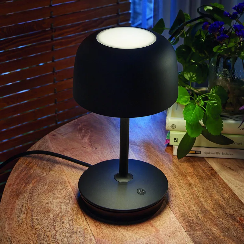 LED tafellamp Bol, mat zwart, hoogte 30 cm, aluminium fra Bover i Matzwart, Hvid – produktbillede