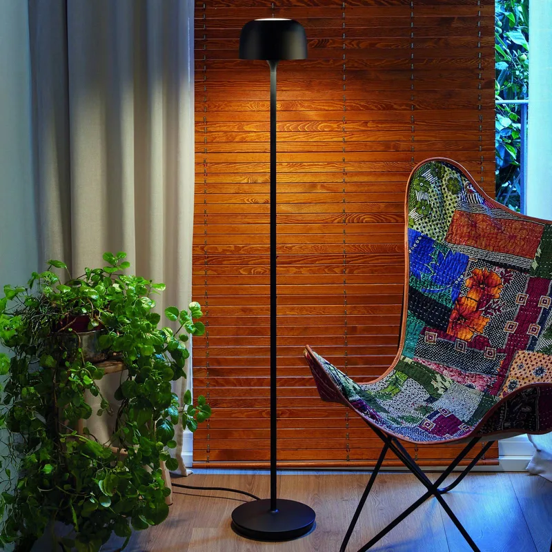 LED vloerlamp Bol P/130, mat zwart, hoogte 130 cm de Bover en Matzwart, Blanc – photo du produit