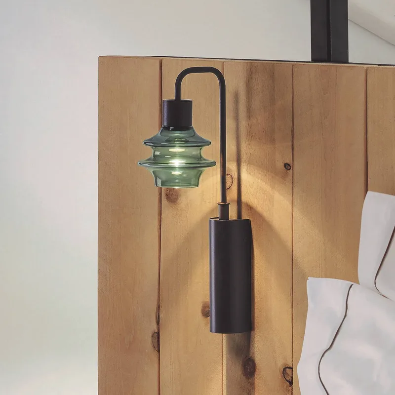 LED wandlamp Drop A/02, groen, glas, 2.700 K by Bover in Black, Green – product photo