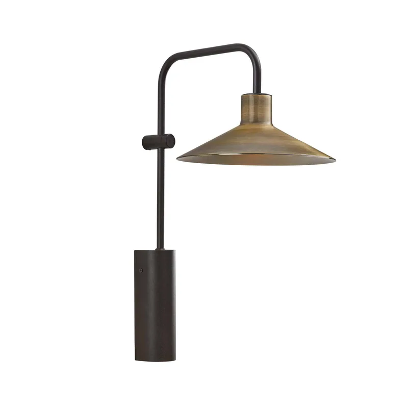LED-vägglampa Platet A/02, svart/antik mässingsfärg von Bover in Ebbenhout-zwart, Antiek messing – Produktfoto
