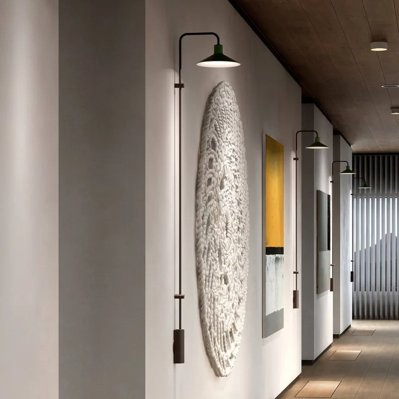 LED wandlamp Platet A/06, zwart/olijfgrijs, 154 cm de Bover en Ebbenhout-zwart, Olijfgrijs – photo du produit