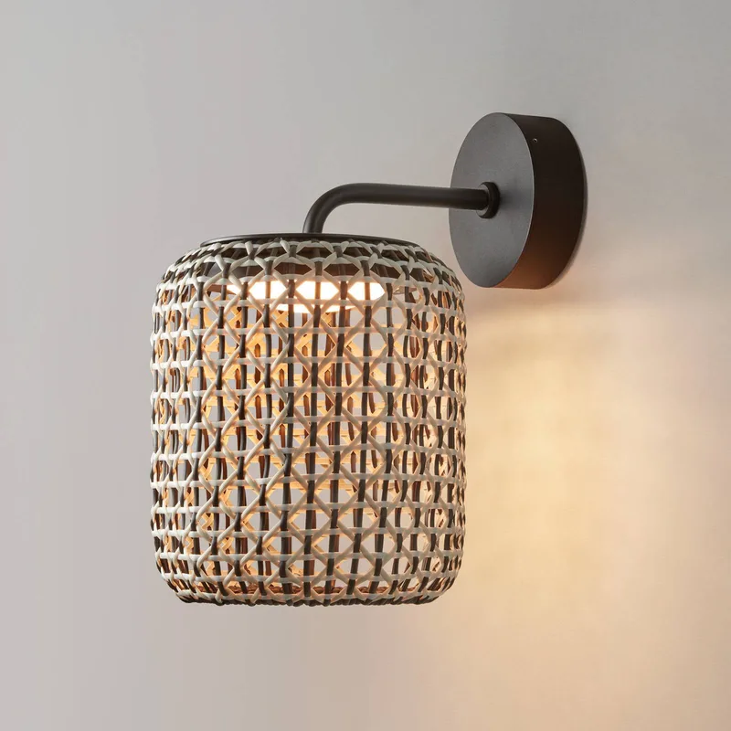 Nans A LED buitenwandlamp, bruin, Ø 21,6cm by Bover in Grafietbruin, Brown – product photo