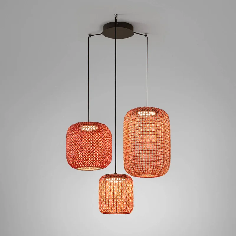 Nans S/3L LED hanglamp, 3-lamps, rood by Bover in Grafiet-bruin, Red – product photo