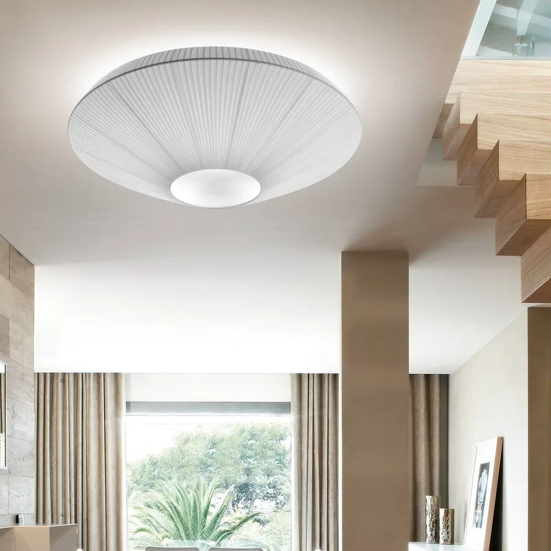 plafondlamp Siam 120, hoogte 61 cm, nikkel/wit de Bover en Nikkel, Blanc – photo du produit 2 sur 3