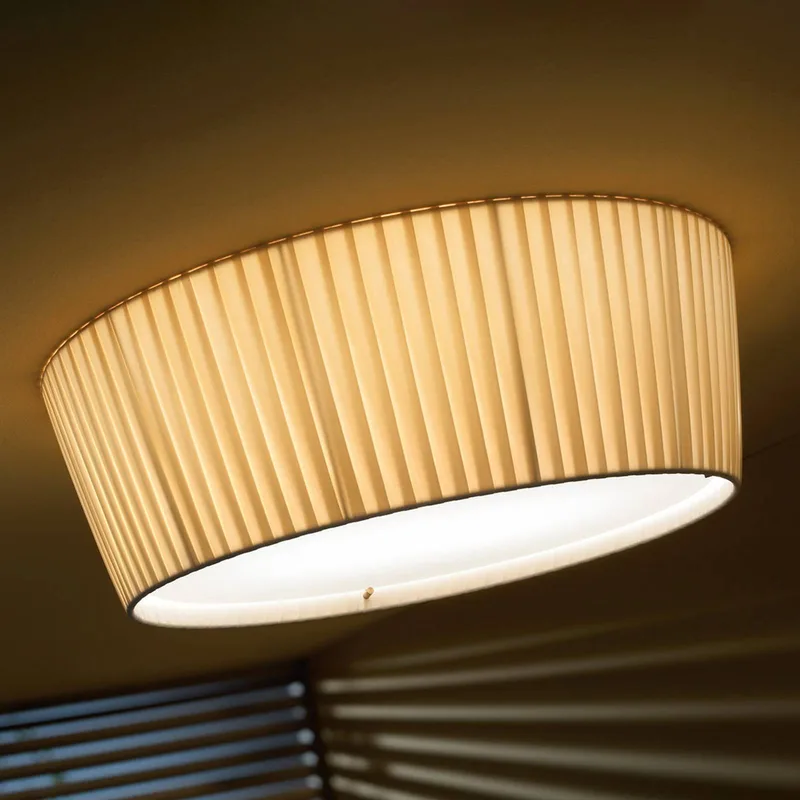 Plafonet 43 stoffen plafondlamp, Band crème by Bover in Cream, Amber – product photo