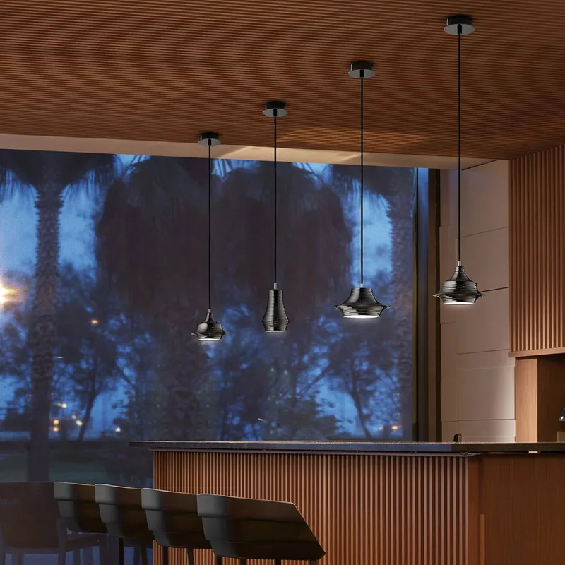 Tibeta 01 - LED hanglamp van Bover in Chroom-zwart – productfoto