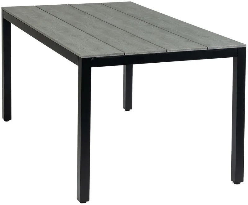 5-delige tuinset | 4 Delia stapelbare tuinstoelen | 160cm Cyprus tuintafel (Grey) by Brafab in Black – product photo
