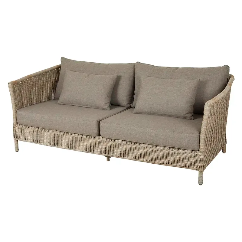 Aster 3-Sitzer Sofa beige Rattan inkl. Kissen von Brafab – Produktfoto
