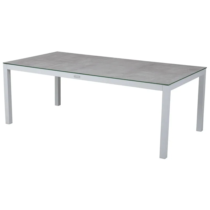 Belfort Couchtisch weiß/grau Aluminium 70x140 3D-gedruckte Glasplatte de Brafab – photo du produit
