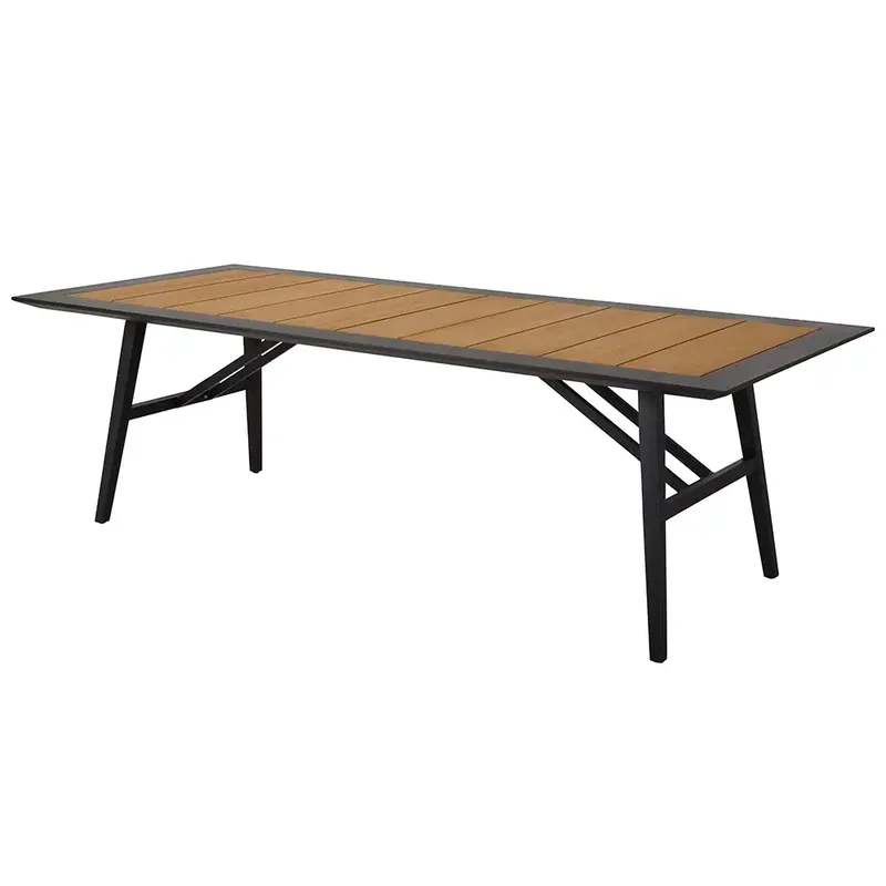 Chios Esstisch 100x240 cm schwarz / Teak von Brafab – Produktfoto