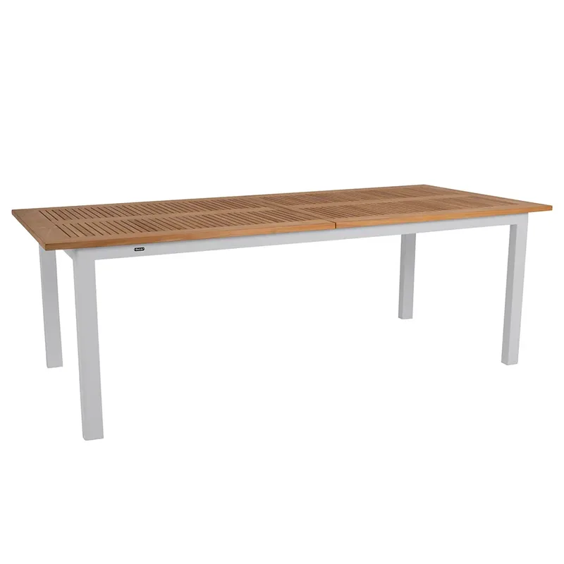 Lyon Esstisch 100x224-304 Cm Light Grey/Teak från Brafab – produktbild