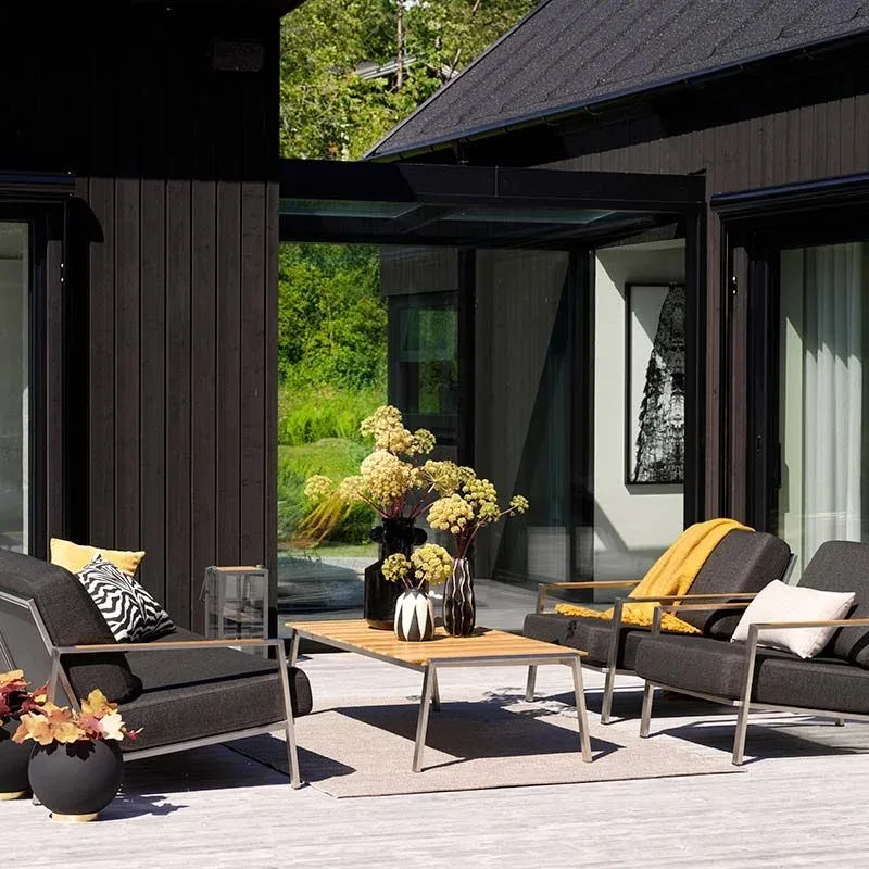 Naos 2,5-Sitzer Sofa Edelstahl/fast schwarz von Brafab – Produktfoto