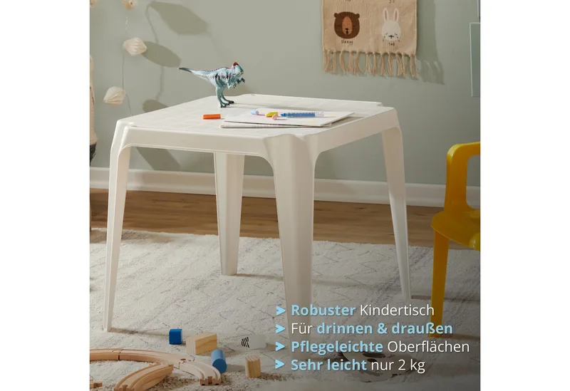 Olle stapelbarer Tisch 50x55 cm weißer Kunststoff von Brafab – Produktfoto 2 von 5