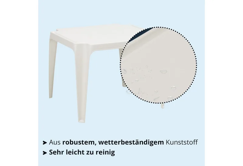 Olle stapelbarer Tisch 50x55 cm weißer Kunststoff von Brafab – Produktfoto 4 von 5